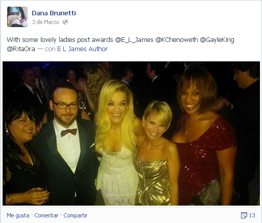 Dana Brunetti, E.L.James y Rita Ora en los Oscar